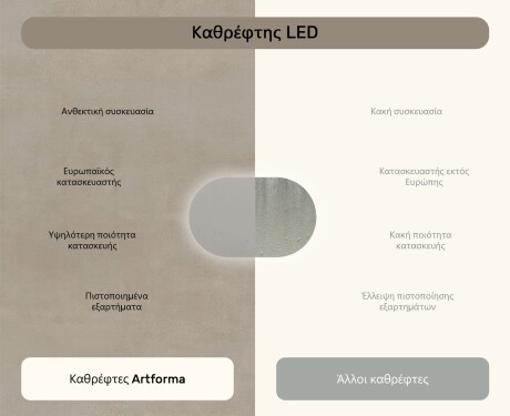 Οβάλ καθρέφτης με φωτισμό LED 80x50/50x80 cm, διπλό χρώμα, διακόπτης αφής, θερμαντικό υπόστρωμα #7
