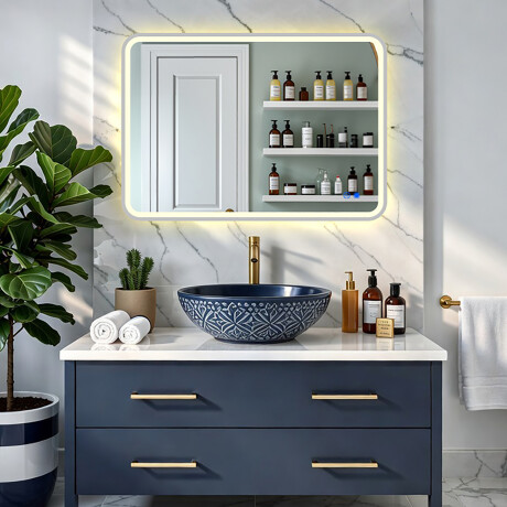 Στρογγυλεμένος καθρέφτης LED με φωτισμό - 80x60/100x70/120x70 cm σε ασημί πλαίσιο αλουμινίου #8