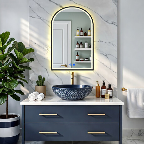 Ακανόνιστος καθρέφτης με φωτισμό LED σε μαύρο αλουμινένιο πλαίσιο #8