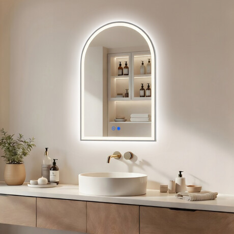 Καθρέφτης ακανόνιστου σχήματος με φωτισμό LED – 60x90/70x100 cm σε ασημί πλαίσιο αλουμινίου #1