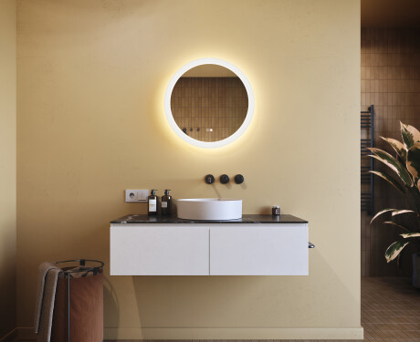 Στρογγυλός καθρέφτης μπάνιου LED 80 cm με Dual Color, διακόπτη αφής και θερμαντικό επίθεμα #8