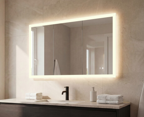 Ορθογώνιος καθρέφτης μπάνιου LED 80x60/60x80 cm με Dual Color, διακόπτη αφής και θερμαντικό επίθεμα