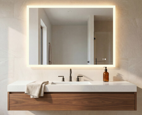 Ορθογώνιος καθρέφτης μπάνιου LED 80x60/60x80 cm με Dual Color, διακόπτη αφής και θερμαντικό επίθεμα #9