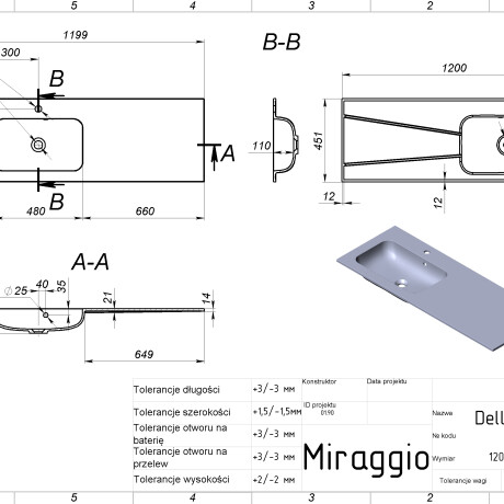 Νιπτήρας DELLA 1200 L MATT #4