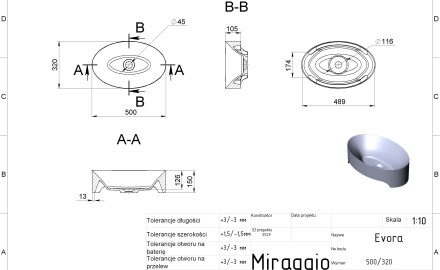 Νιπτήρας EVORA MIRASOFT