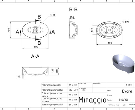 Νιπτήρας EVORA MIRASOFT