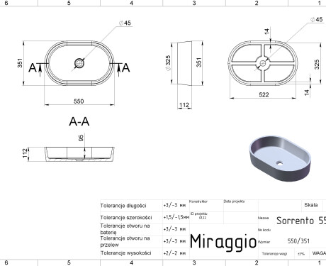Νιπτήρας SORRENTO MIRASOFT