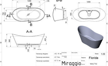 Μπανιέρα FLORIDA MIRASOFT