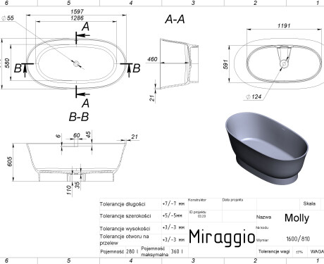 Μπανιέρα MOLLY MIRASOFT