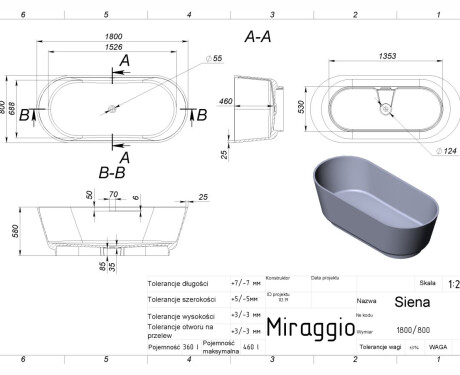 Μπανιέρα SIENA MIRASOFT