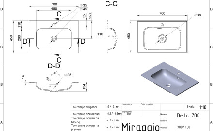 Νιπτήρας DELLA 700 MIRASOFT