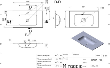Νιπτήρας DELLA 800 MIRASOFT
