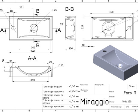 Νιπτήρας FARO R MIRASOFT