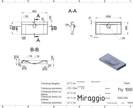 Νιπτήρας FLY 1000 MIRASOFT