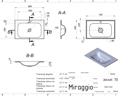 Νιπτήρας JESSEL 700 MIRASOFT