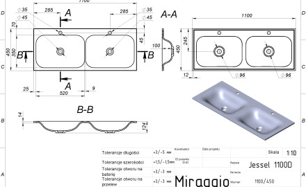 Νιπτήρας JESSEL 1200-2 MIRASOFT