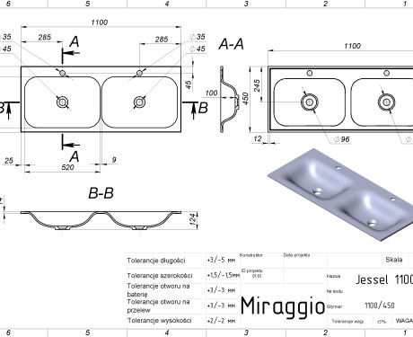 Νιπτήρας JESSEL 1200-2 MIRASOFT