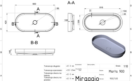 Νιπτήρας MARTA 900 MIRASOFT