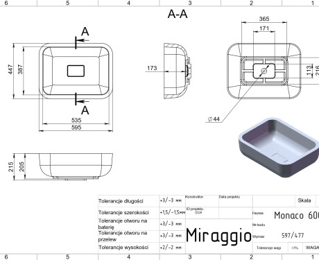 Νιπτήρας MONACO MIRASOFT