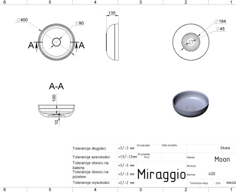 Νιπτήρας MOON MIRASOFT