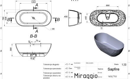Μπανιέρα SAPFIRE MIRASOFT