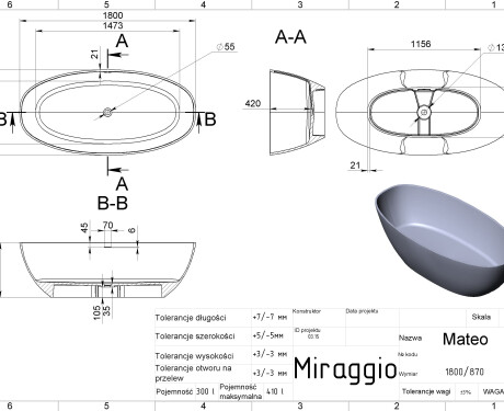 Μπανιέρα MATEO MIRASOFT
