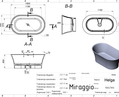 Μπανιέρα HELGA MIRASOFT