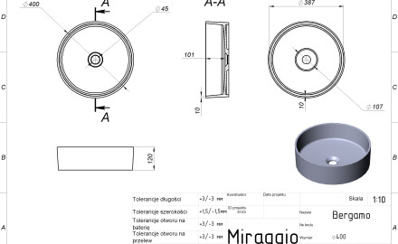 Νιπτήρας BERGAMO MIRASOFT