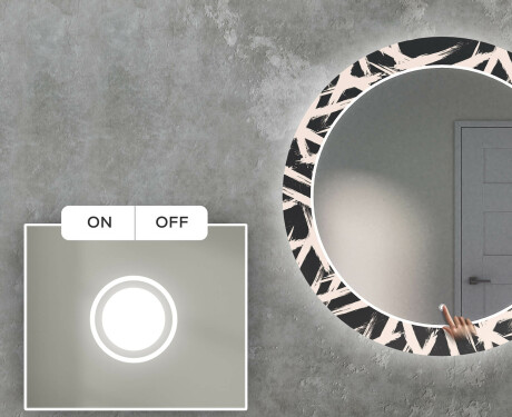 Στρογγυλός Διακοσμητικός Καθρέφτης Με Οπίσθιο Φωτισμό LED Για Το Σαλόνι - Lines #4