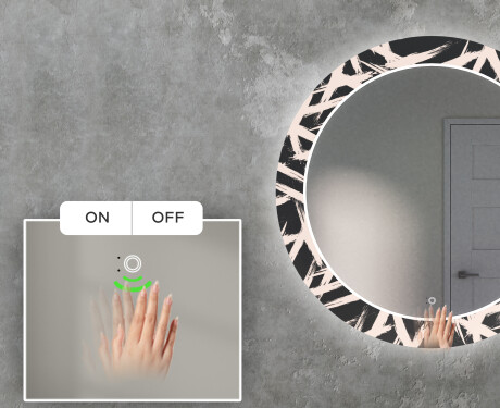 Στρογγυλός Διακοσμητικός Καθρέφτης Με Οπίσθιο Φωτισμό LED Για Το Σαλόνι - Lines #5