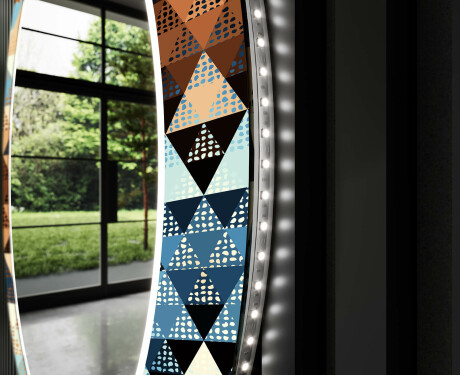 Στρογγυλός Διακοσμητικός Καθρέφτης Με Οπίσθιο Φωτισμό LED Για Το Σαλόνι - Color Triangles #11