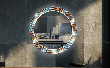 Στρογγυλός Διακοσμητικός Καθρέφτης Με Οπίσθιο Φωτισμό LED Για Το Σαλόνι - Color Triangles