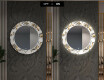 Στρογγυλός Διακοσμητικός Καθρέφτης Με Οπίσθιο Φωτισμό LED Για Το Χολ - Golden Flowers #7