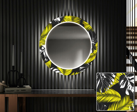 Στρογγυλός Διακοσμητικός Καθρέφτης Με Οπίσθιο Φωτισμό LED Για Το Χολ - Gold Jungle #1