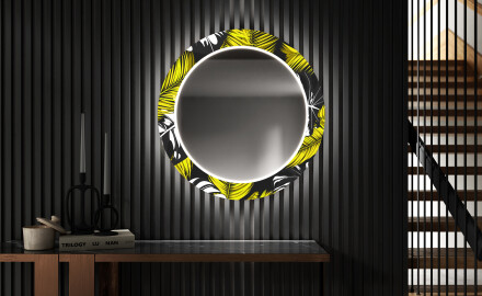 Στρογγυλός Διακοσμητικός Καθρέφτης Με Οπίσθιο Φωτισμό LED Για Το Χολ - Gold Jungle