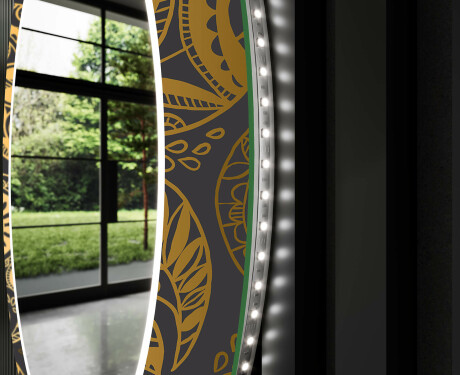 Στρογγυλός Διακοσμητικός Καθρέφτης Με Οπίσθιο Φωτισμό LED Για Το Χολ - Ancient Pattern #11