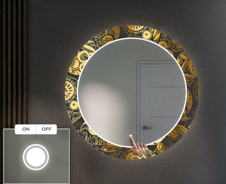 Στρογγυλός Διακοσμητικός Καθρέφτης Με Οπίσθιο Φωτισμό LED Για Το Χολ - Ancient Pattern #4