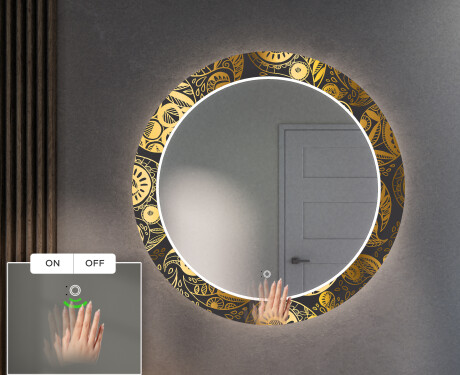 Στρογγυλός Διακοσμητικός Καθρέφτης Με Οπίσθιο Φωτισμό LED Για Το Χολ - Ancient Pattern #5