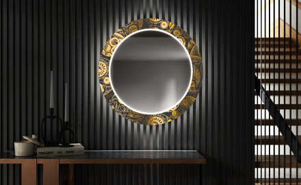 Στρογγυλός Διακοσμητικός Καθρέφτης Με Οπίσθιο Φωτισμό LED Για Το Χολ - Ancient Pattern