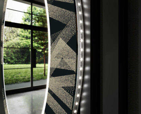 Στρογγυλός Διακοσμητικός Καθρέφτης Με Οπίσθιο Φωτισμό LED Για Το Σαλόνι - Dotted Triangles #11