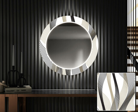 Στρογγυλός Διακοσμητικός Καθρέφτης Με Οπίσθιο Φωτισμό LED Για Το Χολ - Waves