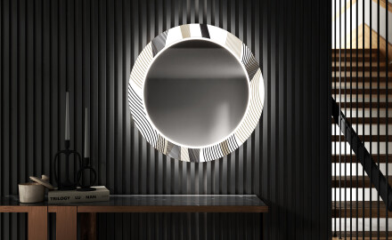 Στρογγυλός Διακοσμητικός Καθρέφτης Με Οπίσθιο Φωτισμό LED Για Το Χολ - Waves