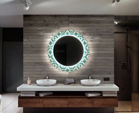 Στρογγυλός Διακοσμητικός Καθρέφτης Με Οπίσθιο Φωτισμό LED Για Το Μπάνιο - Abstract Seamless #12