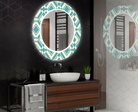 Στρογγυλός Διακοσμητικός Καθρέφτης Με Οπίσθιο Φωτισμό LED Για Το Μπάνιο - Abstract Seamless #2