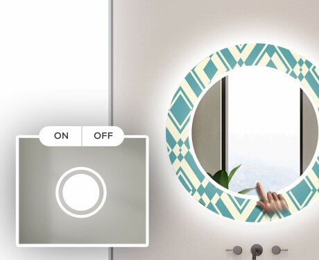 Στρογγυλός Διακοσμητικός Καθρέφτης Με Οπίσθιο Φωτισμό LED Για Το Μπάνιο - Abstract Seamless #4