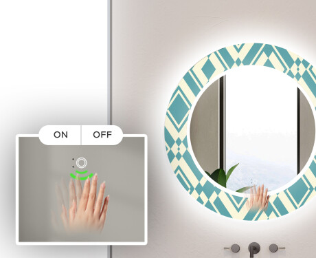 Στρογγυλός Διακοσμητικός Καθρέφτης Με Οπίσθιο Φωτισμό LED Για Το Μπάνιο - Abstract Seamless #5