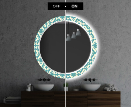 Στρογγυλός Διακοσμητικός Καθρέφτης Με Οπίσθιο Φωτισμό LED Για Το Μπάνιο - Abstract Seamless #7
