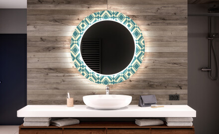 Στρογγυλός Διακοσμητικός Καθρέφτης Με Οπίσθιο Φωτισμό LED Για Το Μπάνιο - Abstract Seamless