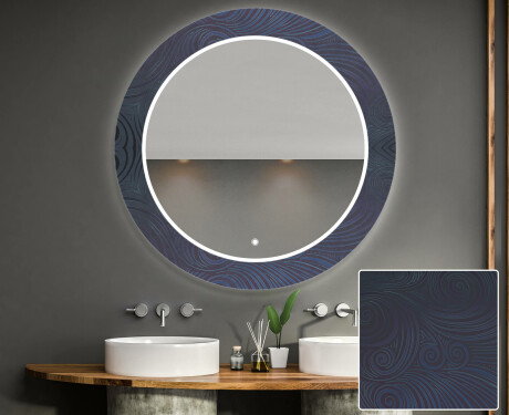 Στρογγυλός Διακοσμητικός Καθρέφτης Με Οπίσθιο Φωτισμό LED Για Το Μπάνιο - Blue Drawing #1
