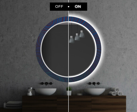 Στρογγυλός Διακοσμητικός Καθρέφτης Με Οπίσθιο Φωτισμό LED Για Το Μπάνιο - Blue Drawing #7